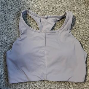 Gray high neck sports bra
